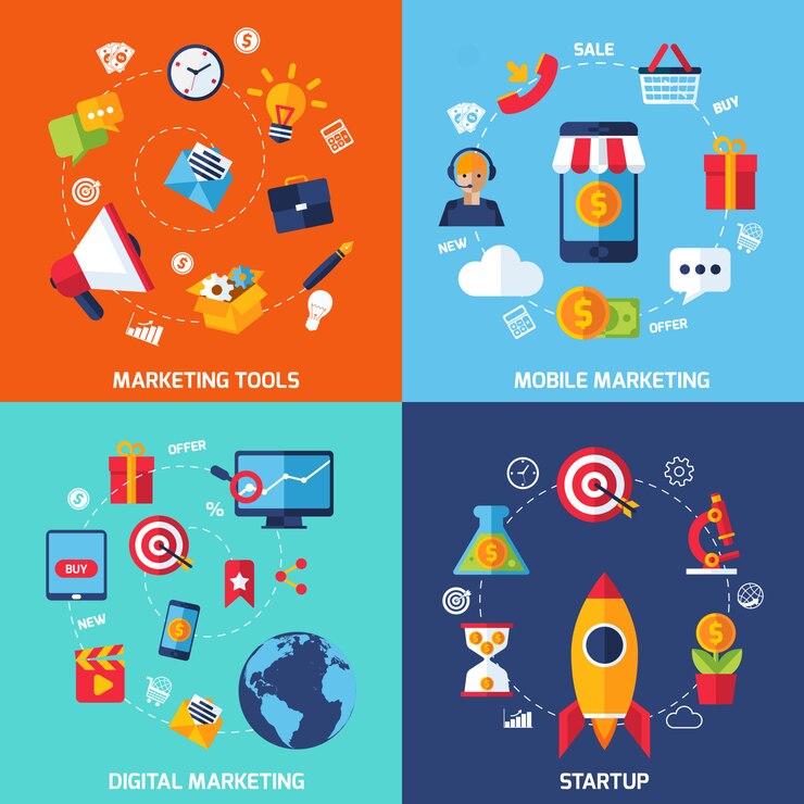 Vector gratuito conjunto de marketing digital