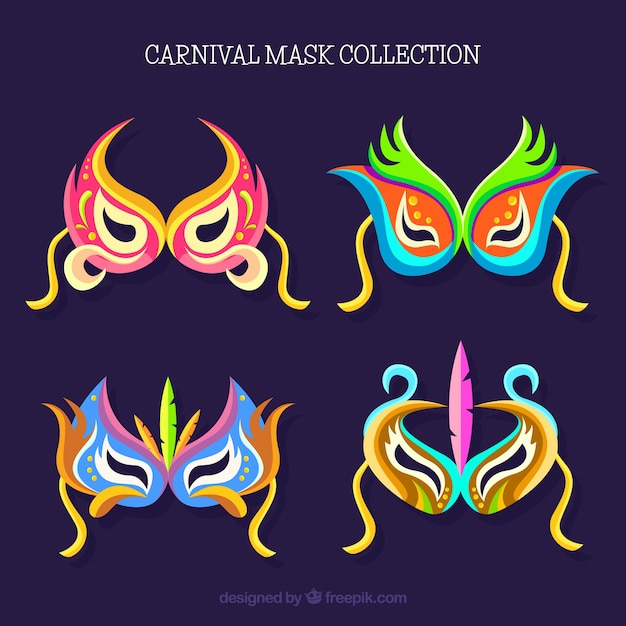 Vector gratuito conjunto de máscaras de carnaval