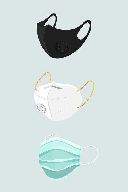 Conjunto de mascarilla protectora vector de conciencia covid-19