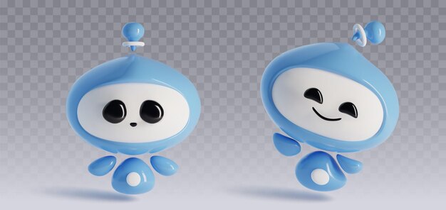 Conjunto de mascotas de chatbot 3D