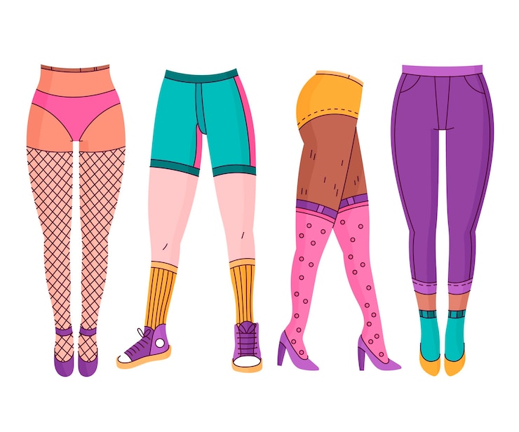 Vector gratuito conjunto de medias pantimedias dibujadas a mano