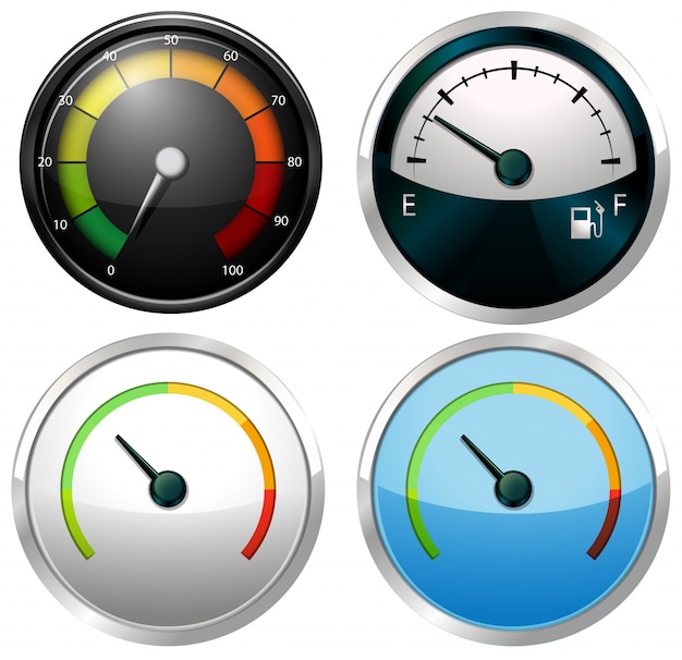Vector gratuito conjunto de medidores en un fondo blanco
