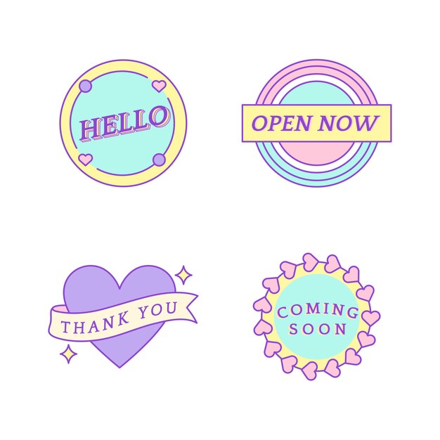 Conjunto de mensajes lindos en vector de insignias