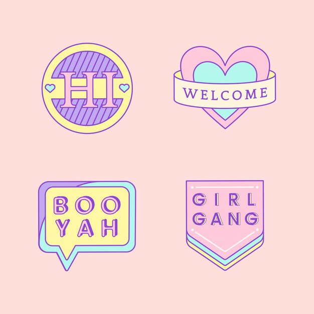 Conjunto de mensajes lindos en vector de insignias