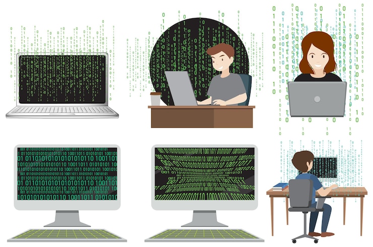 Vector gratuito conjunto de mezclar el código de la computadora