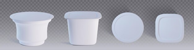 Conjunto de modelos de envases de yogur de plástico blanco