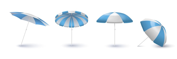 Vector gratuito conjunto de modelos de sombrillas de playa a rayas