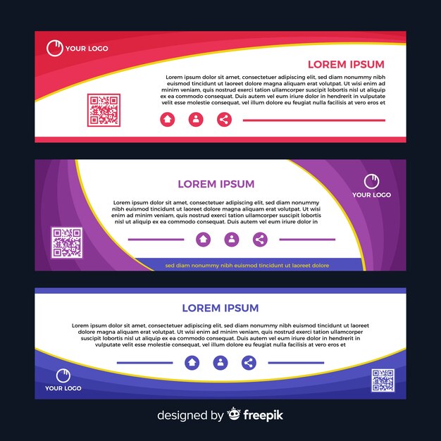 Conjunto moderno de banners abstractos coloridos