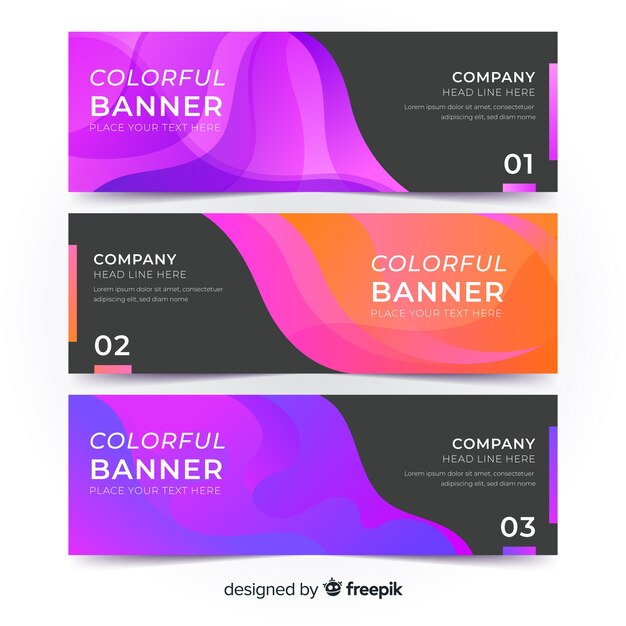 Conjunto moderno de banners abstractos coloridos