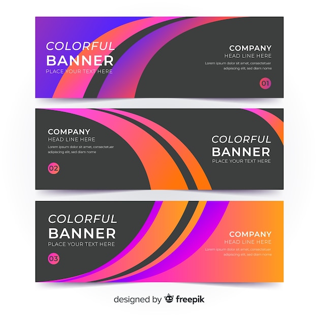 Conjunto moderno de banners abstractos coloridos