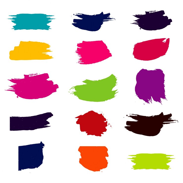 Vector gratuito conjunto moderno colorido de pinceladas de acuarela