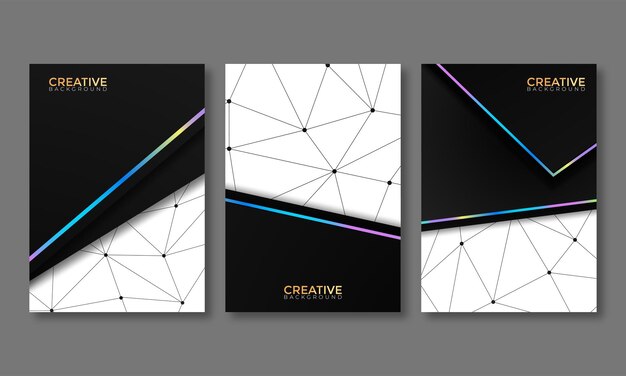 Conjunto moderno de diseño de portada en blanco y negro.