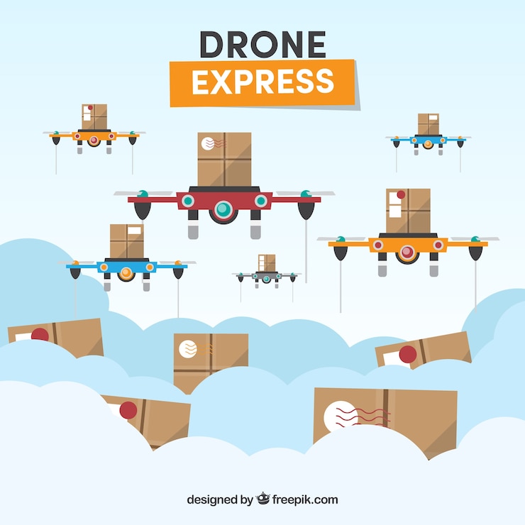 Vector gratuito conjunto moderno de drones de reparto