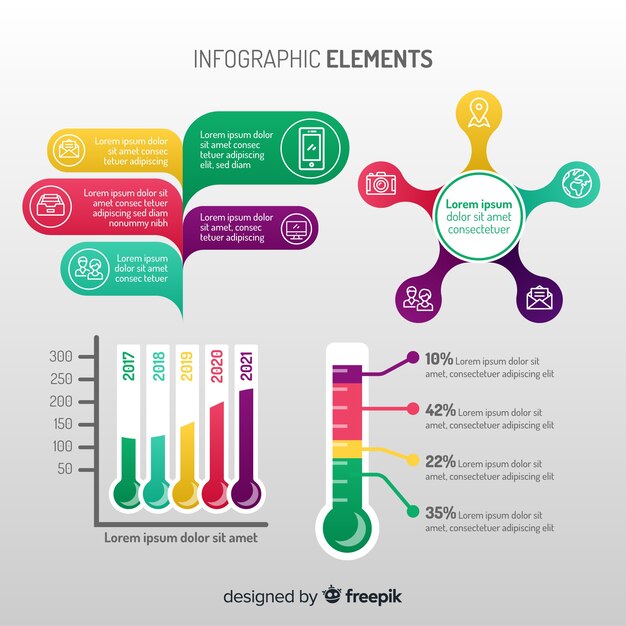 Conjunto moderno de elementos de infografía con diseño plano