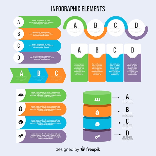 Conjunto moderno de elementos de infografía con diseño plano