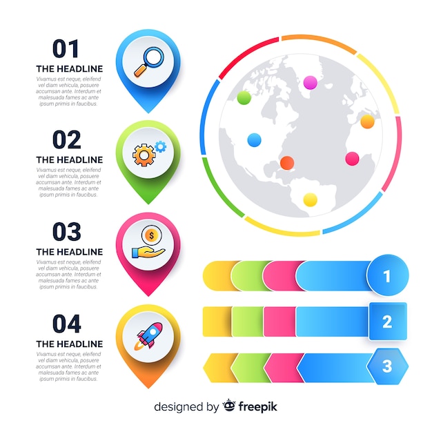 Conjunto moderno de elementos de infografía con diseño plano