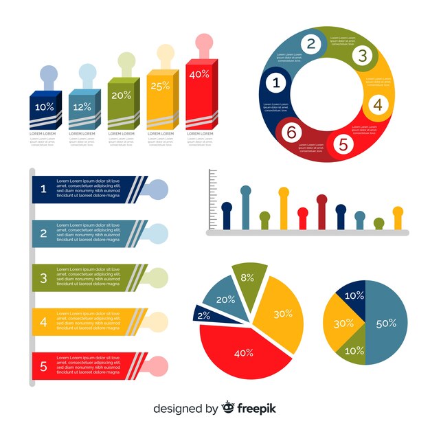 Conjunto moderno de elementos de infografía con diseño plano