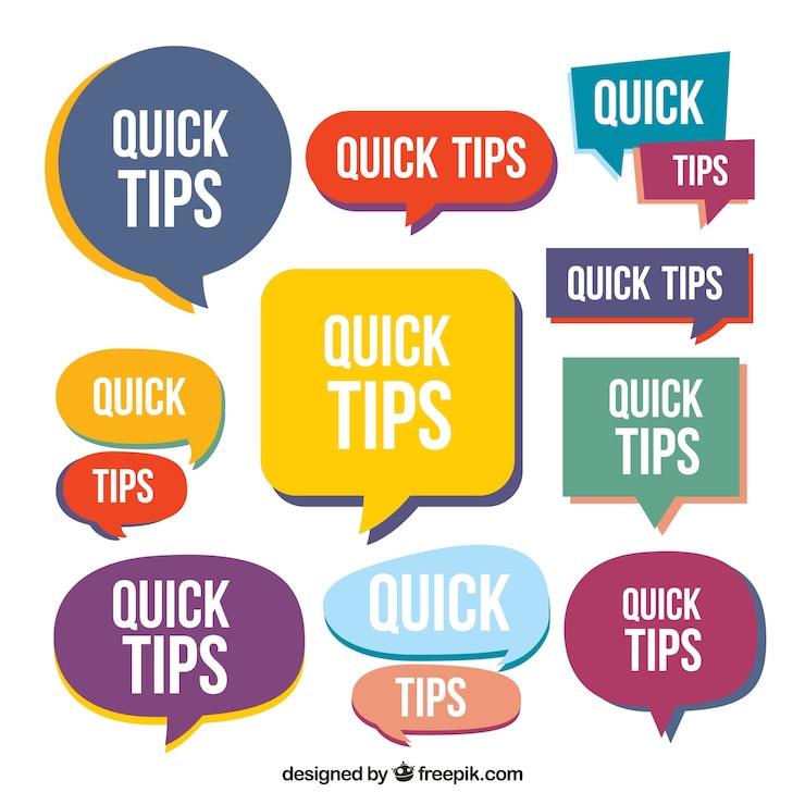 Vector gratuito conjunto moderno de etiquetas de consejos con diseño plano