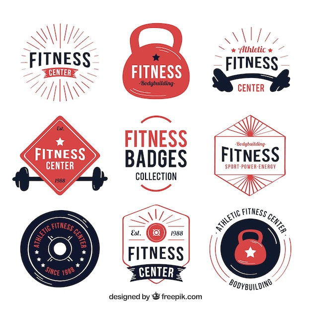 Vector gratuito conjunto moderno de etiquetas de fitness