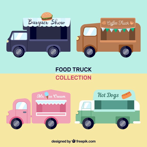 Conjunto moderno de food trucks