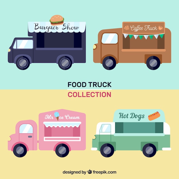 Conjunto moderno de food trucks