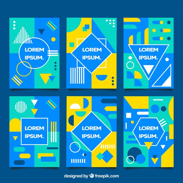 Conjunto moderno de plantillas de portada con diseño geométrico