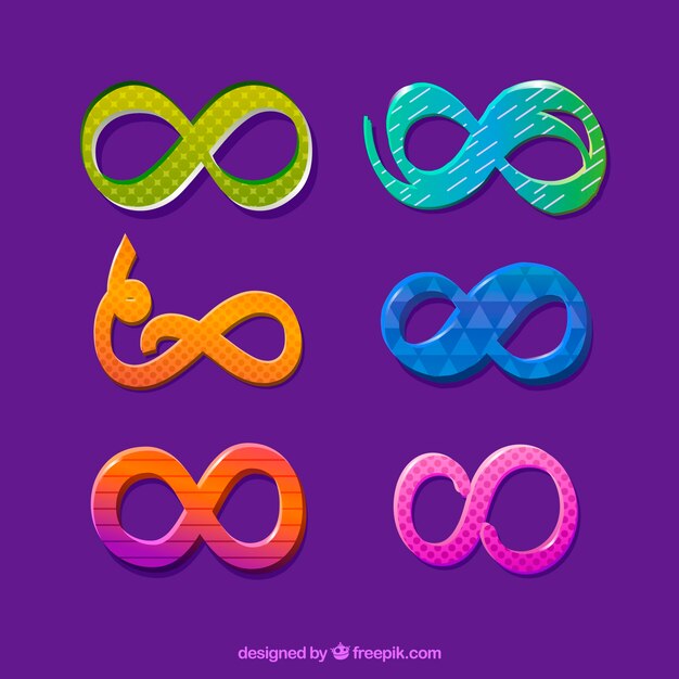 Conjunto moderno de símbolos de infinito coloridos