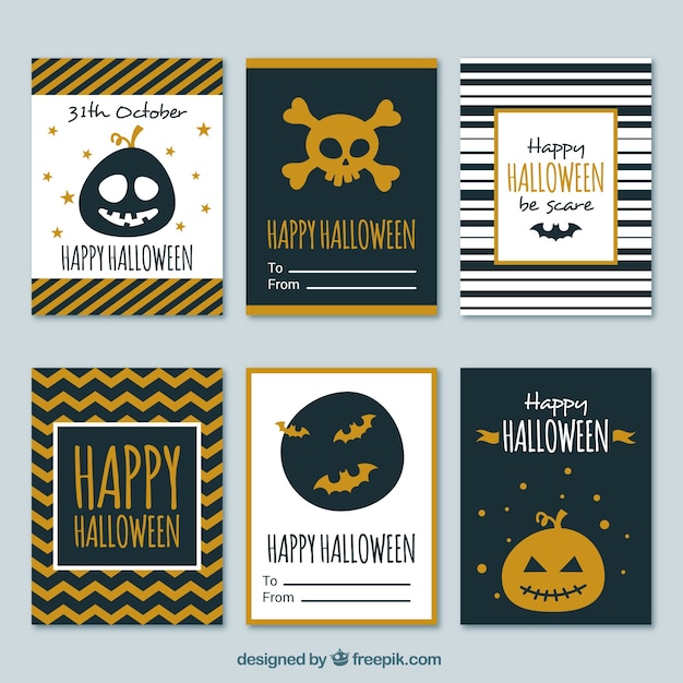 Conjunto moderno de tarjetas de halloween