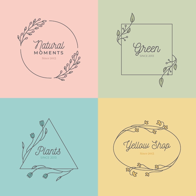 Vector gratuito conjunto de monogramas de boda encantadora en colores pastel