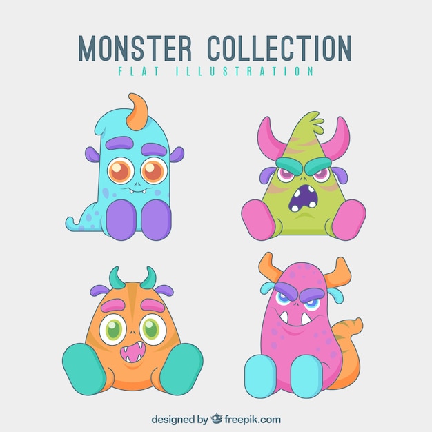 Vector gratuito conjunto de monstruos coloridos