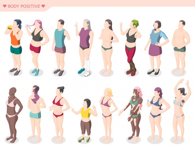 Conjunto de movimiento y diversidad de positividad corporal