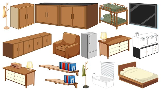 Conjunto de muebles y decoraciones interiores