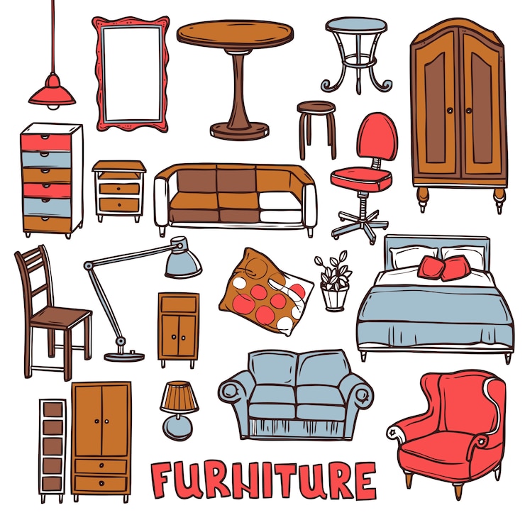 Vector gratuito conjunto de muebles para el hogar