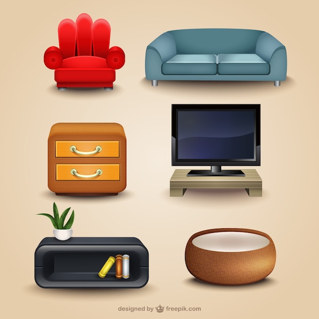 Vector gratuito conjunto de muebles