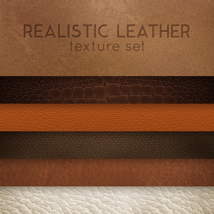 Vector gratuito conjunto de muestras realistas de textura de cuero