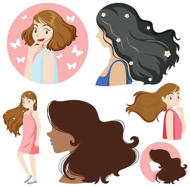 Vector gratuito conjunto de mujeres en estilo plano