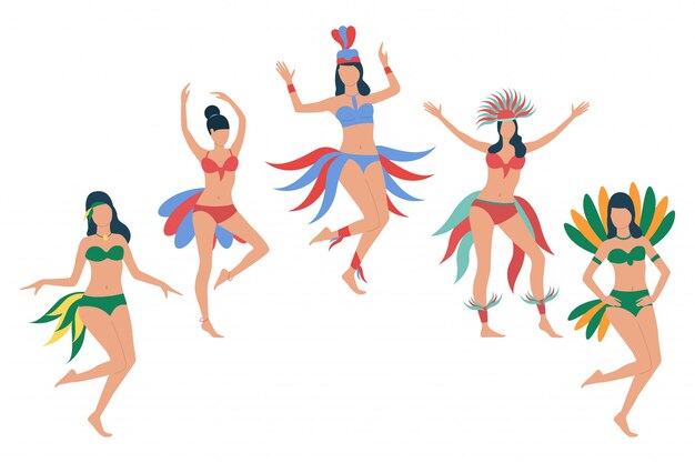 Conjunto de mujeres en trajes de bikini de plumas.