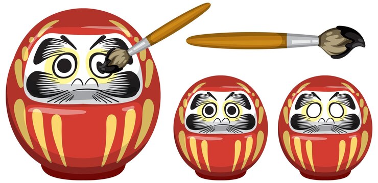 Vector gratuito conjunto de muñecas daruma de japón
