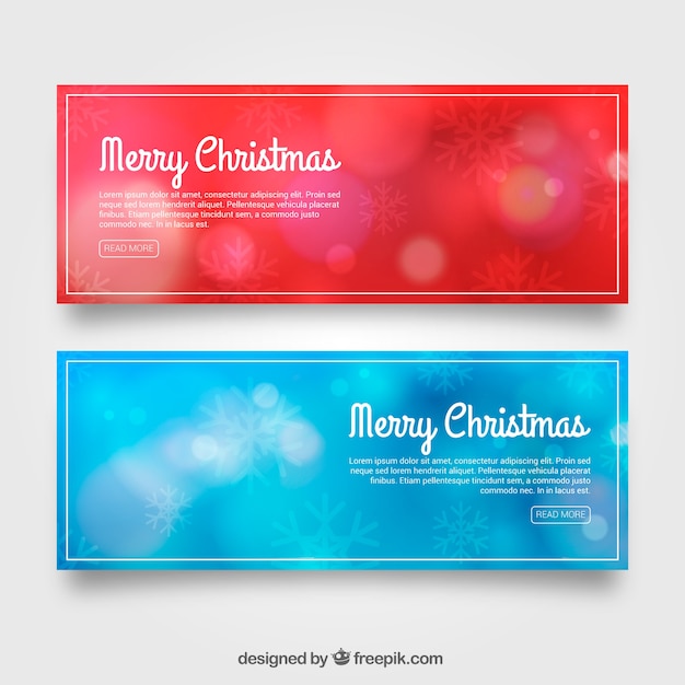 Vector gratuito conjunto de navidad de banners borrosos