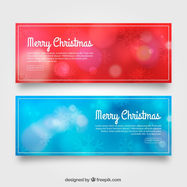 Conjunto de navidad de banners borrosos