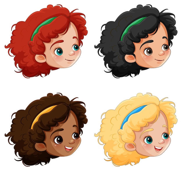 Vector gratuito conjunto de niños de diferentes razas