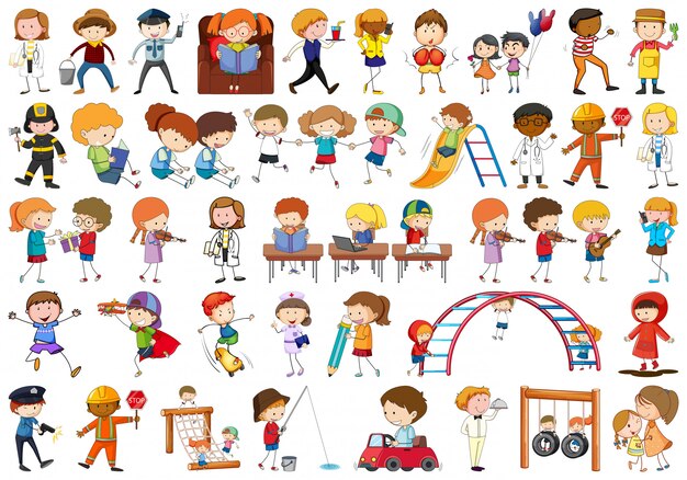 Conjunto de niños doodle