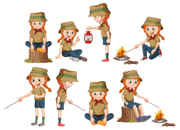 Conjunto de niños exploradores diferentes