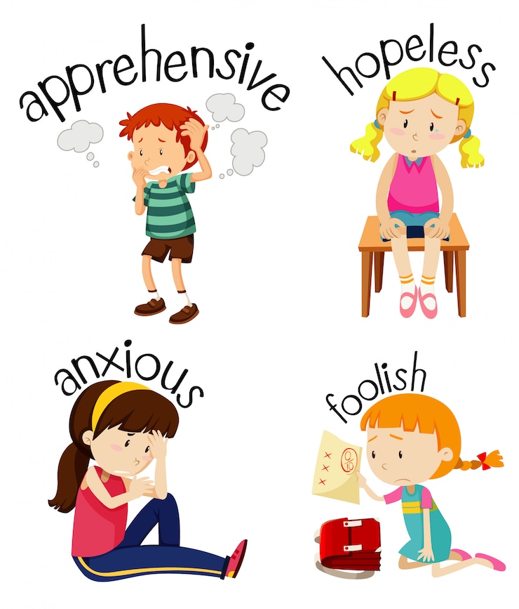 Vector gratuito conjunto de niños haciendo actividades con adjetivos