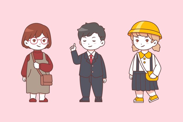 Conjunto de niños japoneses kawaii