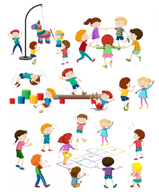 Vector gratuito conjunto de niños jugando