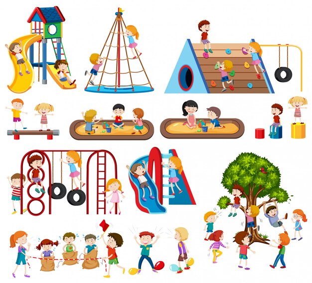 Conjunto de niños en el patio