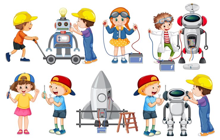 Vector gratuito conjunto de niños realizando diferentes actividades.