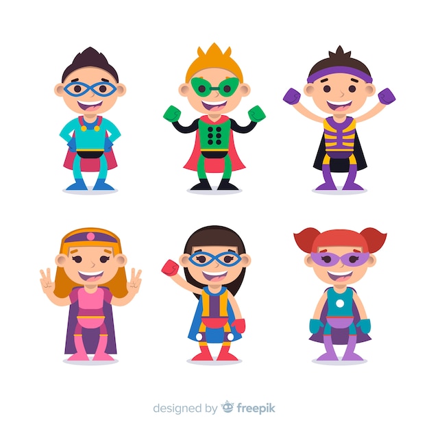 Conjunto de niños superheroes