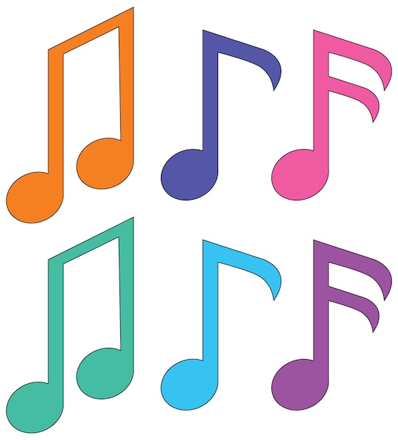 Conjunto de notas musicales aisladas